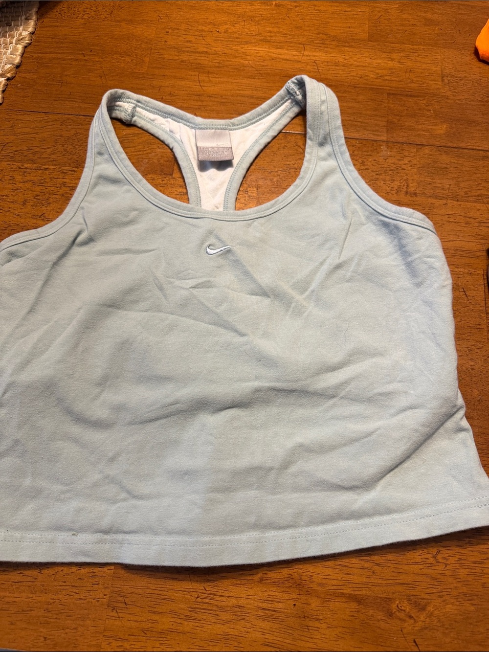 Nike Pale Blue Racerback Crop Tank with Swoosh